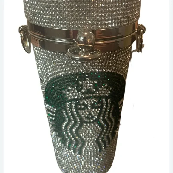 Starbucks Silver, Green & Gold Rhinestone Crossbody Purse - Picture 13 of 15